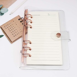 クリアA6バインダーカバー ローズゴールド 6リング予算バインダー スナップボタン留め ルーズリーフフォルダー 詰め替え可能 ソフトノートブックシェルプロテクター (ローズゴールド)