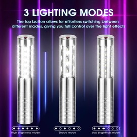 4 Pieces LED Strobe Baton Light Bottle Service Lights Bright Rechargeable Champagne Bottle Handheld Light Topper for Bar Nightclub Wedding Party Concert （Silver）