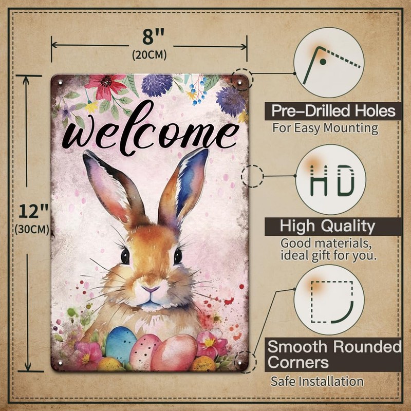 Happy Easter Bunny Decor 4Pcs Set