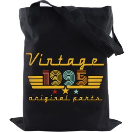 Rxzvdcicv Funny 30th Birthday Gifts for Women Shopping Travel, 30th Birthday Decorations Canvas Tote Bag with Pocket, 1995 Reusable Grocery Bags for Mom Wife Anniversary Christmas