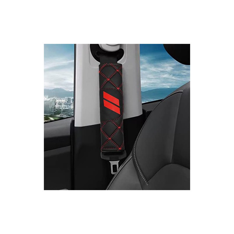 YOSRTER Soft Microfiber Leather Seat Belt Pad with Red Trim