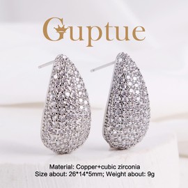 Guptue gold plated cubic zircon earrings eardrop ball stud fashion hoop earrings for women (22SN3291 silver plated)