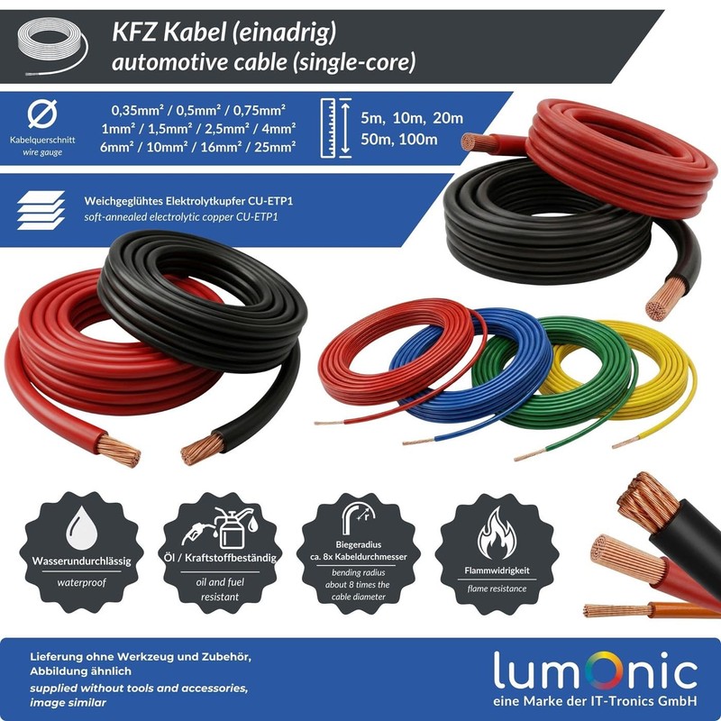 FLY Vehicle Cable 10 m Red 4 mm² Round Car