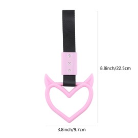4Pcs Pink Heart Girly Kawaii Car Accessories for Handle Straps, Drift Charm, Rear Bumper Ring Hanging Decor