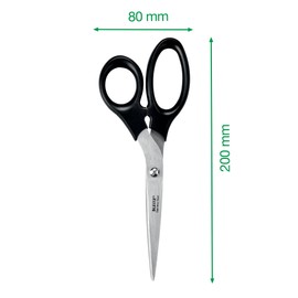 Leitz Stainless Steel Scissors 185 mm, Stainless Steel 185 mm Scissors on Plastic-Free Hanging Card, 54240095