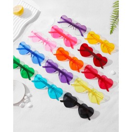 YWL 100 Pairs Heart Sunglasses Bulk for Women, Fun Trendy Colorful Rimless Party Heart Glasses, Valentine's Day Party Favors, Assorted Candy Colors