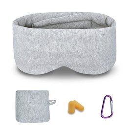 100% Modal Cotton Sleep Mask, Premium Eye Mask, Large Sleeping Mask, Night Mask with Adjustable Velcro Fastening for Men and Women, Super Soft and Comfortable for Night Sleep and Travel, Light Grey