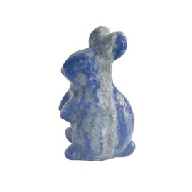 Sunshcat Natural Lapis Lazuli Hand Carved Crystals and Healing Stones Rabbit Statue,1.5 Inches Animal Figurines Gemstone