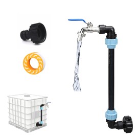 IBC Tank Gooseneck 3/4" Outlet Tap with Valve & Drain Fittings Adapter, Leakproof & Detachable Brass Garden Hose Connector,IBC Container Accessories for Rainwater Storage Tank & Rain Barrel Connection