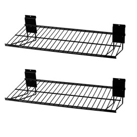 PYBTOOL Slatwall Shelves, Slatwall Accessories, Slat Wall Wire Shelf, Heavy Duty Garage Storage Slatwall Shelf(2 Pack) (24-Inch Width)