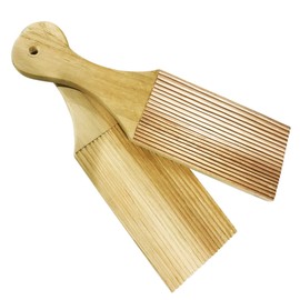 Nesha Design Components Teak Wood Butter Paddle and Gnocchi Board Set of 2, 9.44x2.75x0.39
