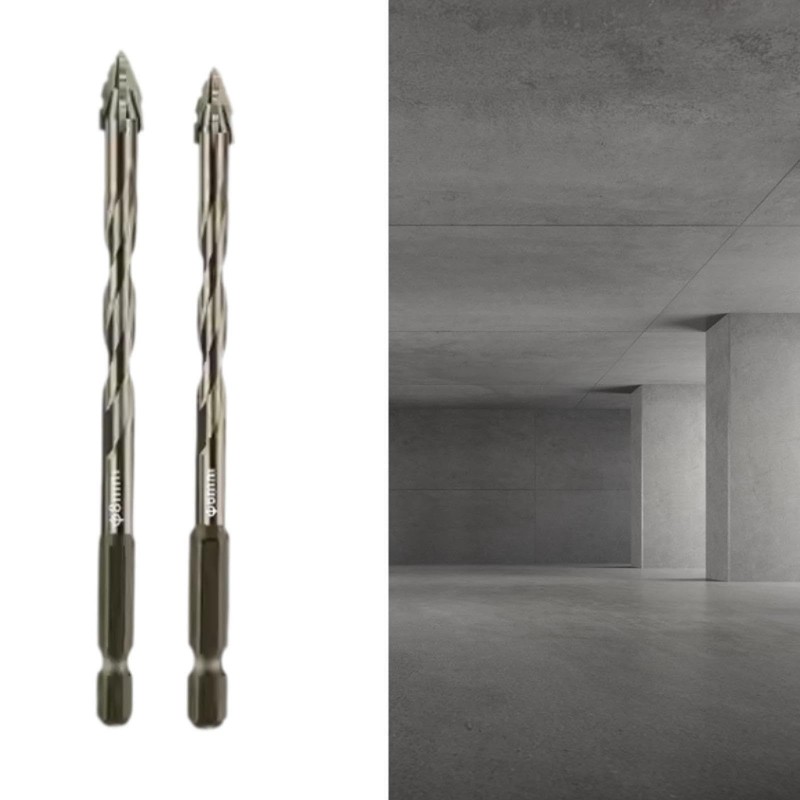 Milageto 2 Pieces Four Flute Sawtooth Eccentric Drill Bits Hexagon