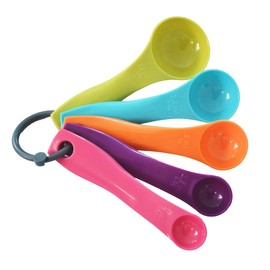 EIHI 5 Piece Measuring Spoons Set 5 Pieces in 5 Colours Measuring Spoons Measuring Cups Plastic Colourful Dosing Spoons Cooking Baking Dosing Aid, Pack of 5