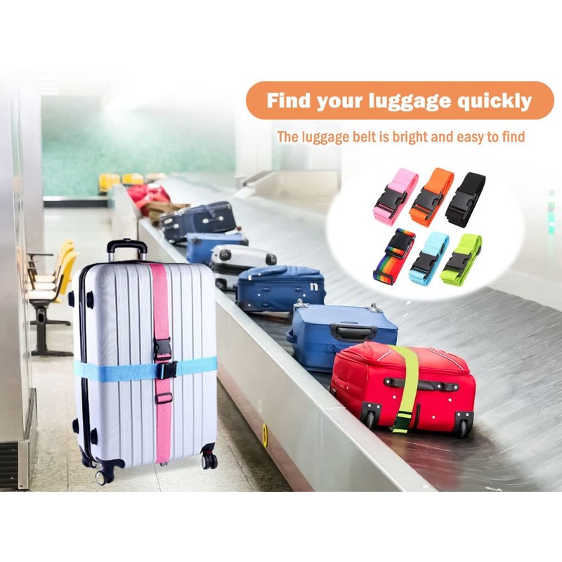 Kellegour Luggage Strap, Adjustable Suitcase Strap, 6 Pieces, Strap for