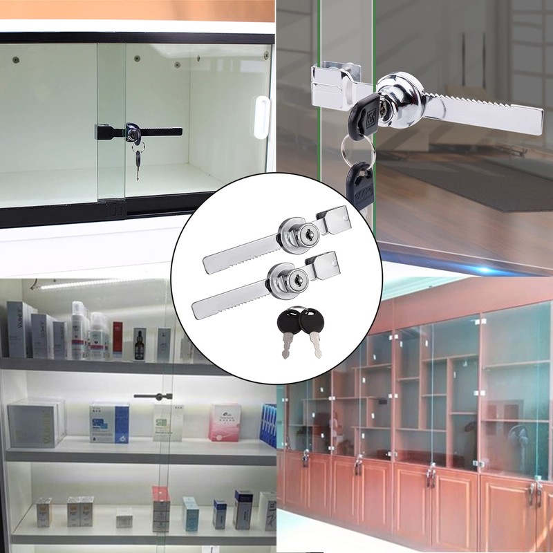12Pack Display Case Lock Showcase for Sliding Glass Door, Lock