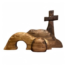The Empty Tomb Easter Decoration, Jesus Tomb Easter Tray and Cross Scene Decor Kit, Wooden Easter Jesus Sign Tiered Tray Decorations for Home Tabletop, Office Desktop