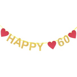 Happy 60 Garland Gold 60th Birthday Garland 60th Anniversary Party Decoration for Hanging for Birthday