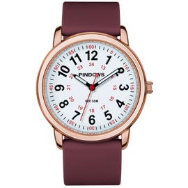 PINDOWS Watches for Women, Analogue Quartz Watches for Students, Women and Men, 30M Waterproof Military Time Display, Luminous, Easy to Read Dial, 2106n11:purple gold, Easy to read dial