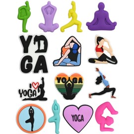 SAFITOYA Yoga Exercises Shoe Decoration Charms, 14PCS PVC Charms for Shoes and Wristband, Party Supplies
