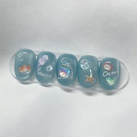 [Handmade Nail Tips] Under the Sea Nail Tips - Petitful / [수제네일팁] 언더더씨 네일팁 - 쁘띠풀