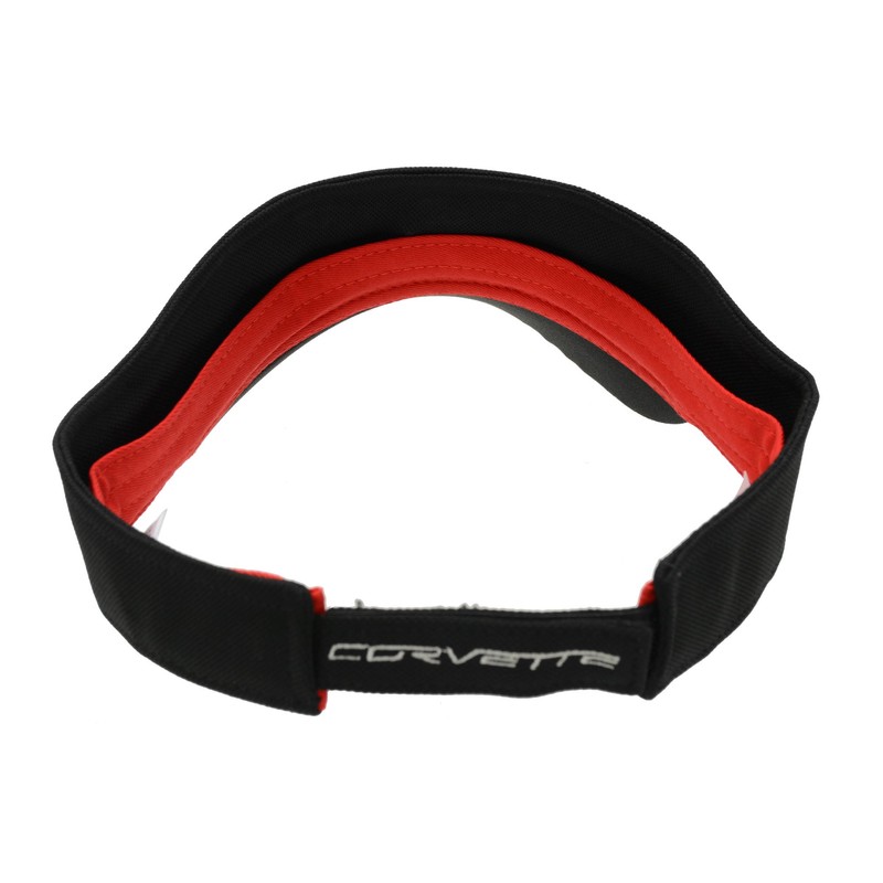 Corvette C6 Black Deluxe Chino Cotton Visor with Red Piping