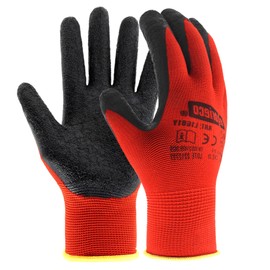 EXBRIECO 12, 6 or 3 Pairs Work Gloves, Protective Gloves Polyester and Latex, PPE, 2131X, Durable, Lightweight, Abrasion Resistant, Gardening, Repairs, Mechanics