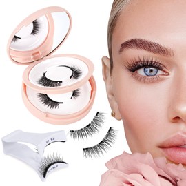 Mayhug Magnetic Eyelashes Natural Look 2 Pair Reusable Magnetic Eyelashes with Applicator, No Glue Needed Magnetic Eyelashes Magnetic Lashes Kit, Easy to Wear and Remove (2 Pairs)