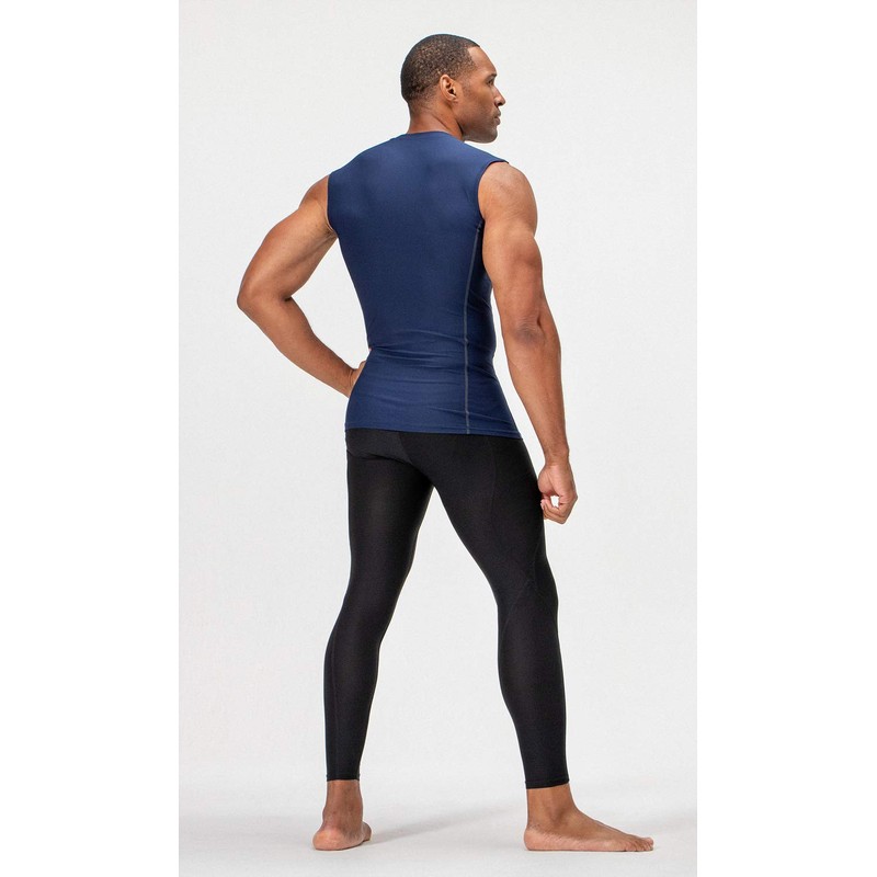 DEVOPS 3 Pack Men's Athletic Compression Shirts Sleeveless (Medium, Black/Navy/Olive)