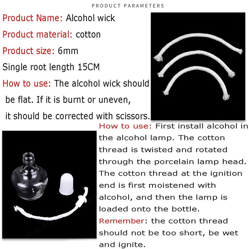 MEETOOT 20pcs 6mm Alcohol Lamp Cotton Wick 15cm Laboratory Instruments