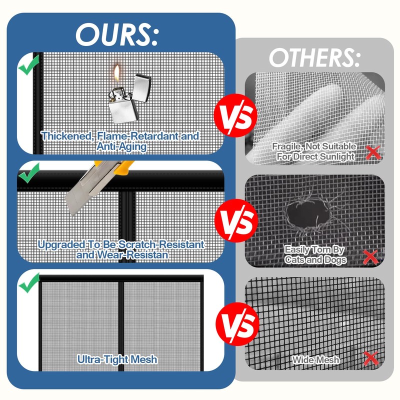 NVAAV RV Screen Door Curtain with Magnetic Closure, Magnetic RV