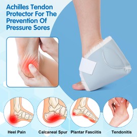 Jeere Heel Protector for Pressure Sores Boot Sheepskin Heel Pad Soft Foot Cushions Pad Adjustable Foot Pillows with Securing Strap for Protect Feet Ankle Pressure Bed Sores(Blue)