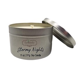 STORMY NIGHTS Natural Soy Wax 11 oz. Tin Candle, long 60+ hour burn time