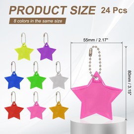 PATIKIL 24 Pcs Reflective Keychain, 2.2in Reflective High Visibility Safety Keychain Tags Pentagram Pendants Bright Zipper Pulls Waterproof for Backpack Running Cycling, Pink