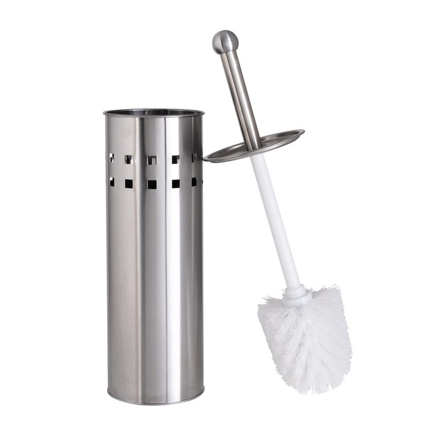 Bath Bliss Toilet Brush & Holder Set, Dimensions: 3.75" Rd x 15", Stainless Steel, Bathroom, Rust Resistant, Easy Storage, Easy Cleaning, Sliver,
