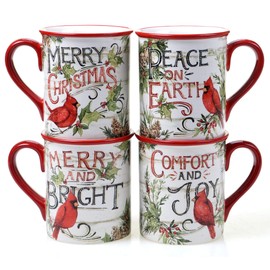 Certified International Evergreen Christmas 16 oz. Mugs, Set of 4, Multicolored