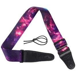 Bestgle Adjustable Guitar Strap Starry Sky Pattern Shoulder Strap Soft Cotton and Leather Ends for Electric Acoustic Guitar Bass, Purple