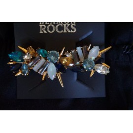 Erickson Beamon Rocks NEW W.POUCH Erickson Beamon Rocks  Blue Blondie Gold Crystal Hair Clip Barrette
