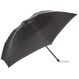 Moonbat Men's Folding Umbrella, Mila Schon Twill Print, Striped, Men's Umbrella, Rib Length: Approx. 21.7 inches (55 cm), Black