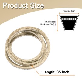 sourcing map 3LK350 Cord Belt Grey, 3/8" x 35" Lawn and Garden Aramid V-Belt for Mower Deck