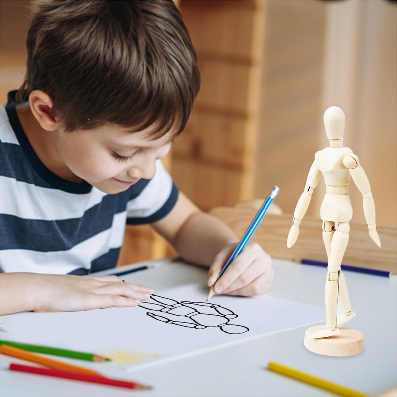 Janrax 8" Artists Wooden Manikin - Moveable Adjustable Limbs Human