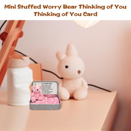 Little Pocket Bear Hug in A Tin,Plush Doll Keychain Positivity Gifts,Thinking of You Gifts for Women, Pinkteddy Bear Get Well Soon Gifts for Kids