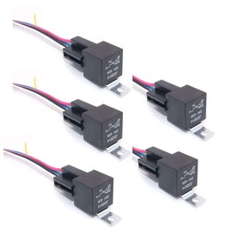 DollaTek 5Pcs JD2914 24V 40A Car Relay with Harness Sockets 5 Pin SPDT Relay with Color-labeled Wires for Automotive Truck Van Motorcycle Boat