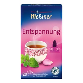 Meßmer Relaxation Herbal Tea with Melissa and Rose Petal Oil, 20 Tea Bags, Gentle Floral Flavour