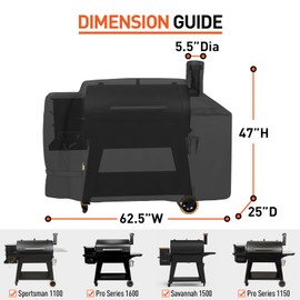 Arcedo Pellet Grill Cover Compatible with Pit Boss Sportsman 1100 and 1600, Heavy Duty Waterproof All Weather Protection Outdoor BBQ Wood Pellet Smoker Cover