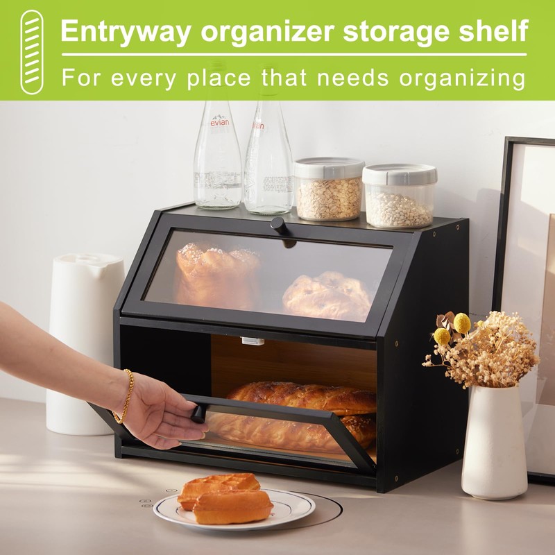 Farmhouse Bread Box for Kitchen Countertop Bread box Double Layer