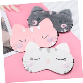 Beavorty 3sets Cute Cat Pattern Sleep Mask Soft Breathable Elastic Band Night Blindfold for Sleep 3pcs*3