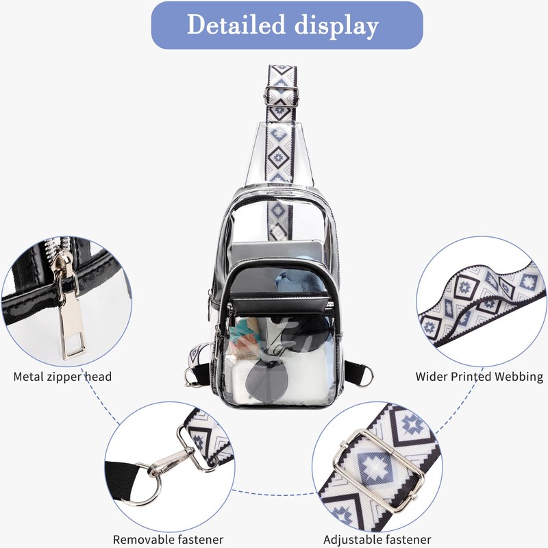 TINYAT Clear Sling Bag for Women Clear Crossbody Bag Stadium