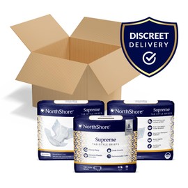 NorthShore Supreme Incontinence Tab-Style Briefs for Men and Women, White, X-Large, Case/45 (3/15s)