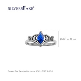 Silvershake 8X4mm Created Marquise Shape Blue Sapphire 925 Sterling Silver Filigree Victorian Style Ring September Gemstone Birthstone Size 8.5