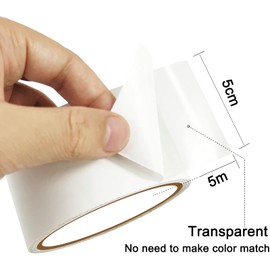 LANUCN PVC Tarpaulin Repair Kit, Transparent, 5 cm x 5 m Patches, UV-Resistant Tape for PVC-Coated Parasol, Truck Tarpaulin, Nylon, Tent, Awning Cloth